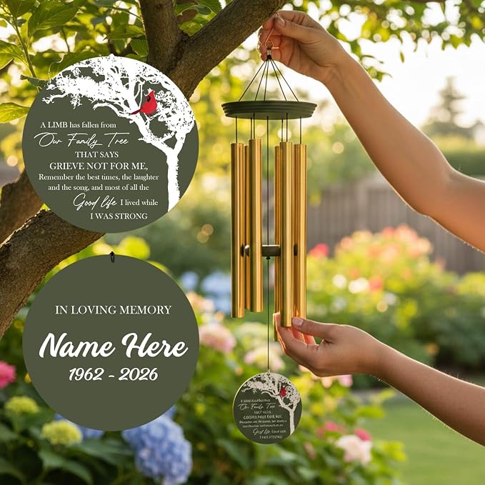ASTARIN Wind Chimes Outdoor for The Loss of Mom Dad, Personalized Customized WindChimes for Loss of Loved One, Memorial Wind Chime as Sympathy Gift, Home Garden Patio Décor, 36''(Produced in Texas)
