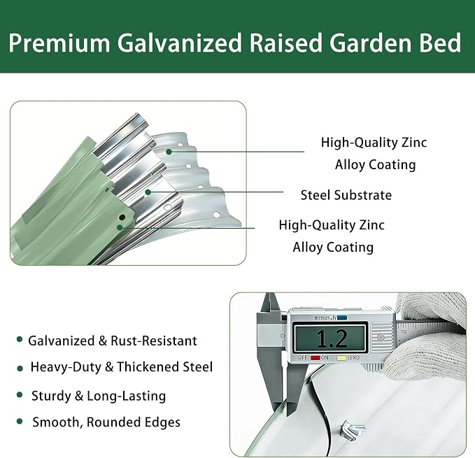 6×3×1 ft Light Green Metal Galvanized Raised Garden Bed, Easy Assembly Outdoor Garden Planter for Gardening Fruit, Vegetables, Flowers & Herbs