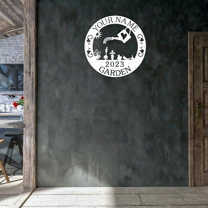 CFC0121317 Customize Name Murals for Outdoor Plaques for Mothers and Grandma, Exclusive Personalized Metal Sign, Personalized Vegetable Garden Sign