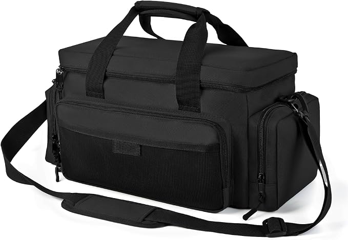 VJI Heavy Duty Tool Bag with Multi-Pockets, Portable Storage Bag with Large Zipper, Carrying Toolbag with Adjustable Shoulder Strap and Ergonomic Handle, Repairman, Carpenters, Handyman, Black