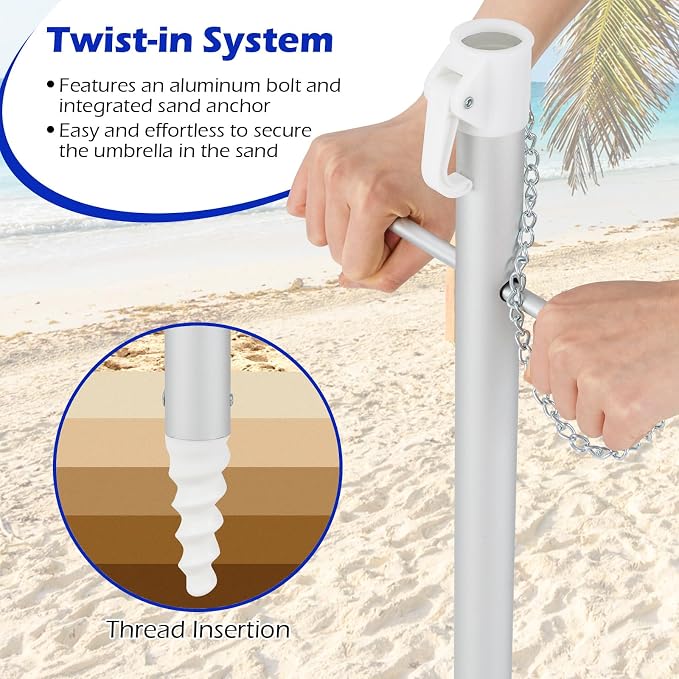 Tangkula 6.5ft Outdoor Beach Umbrella with Sand Anchor, Patio Umbrella with Push Button Tilt & UPF 50+ Protection, Portable Sunshade Umbrella with Carry Bag for Garden Beach Outdoor (Rainbow)