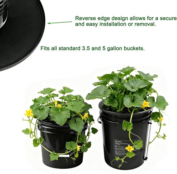 6 Inch Net Pots with Wide Lids for 3.5 and 5 Gallon Buckets 5 Pack Hydroponic Net Cups