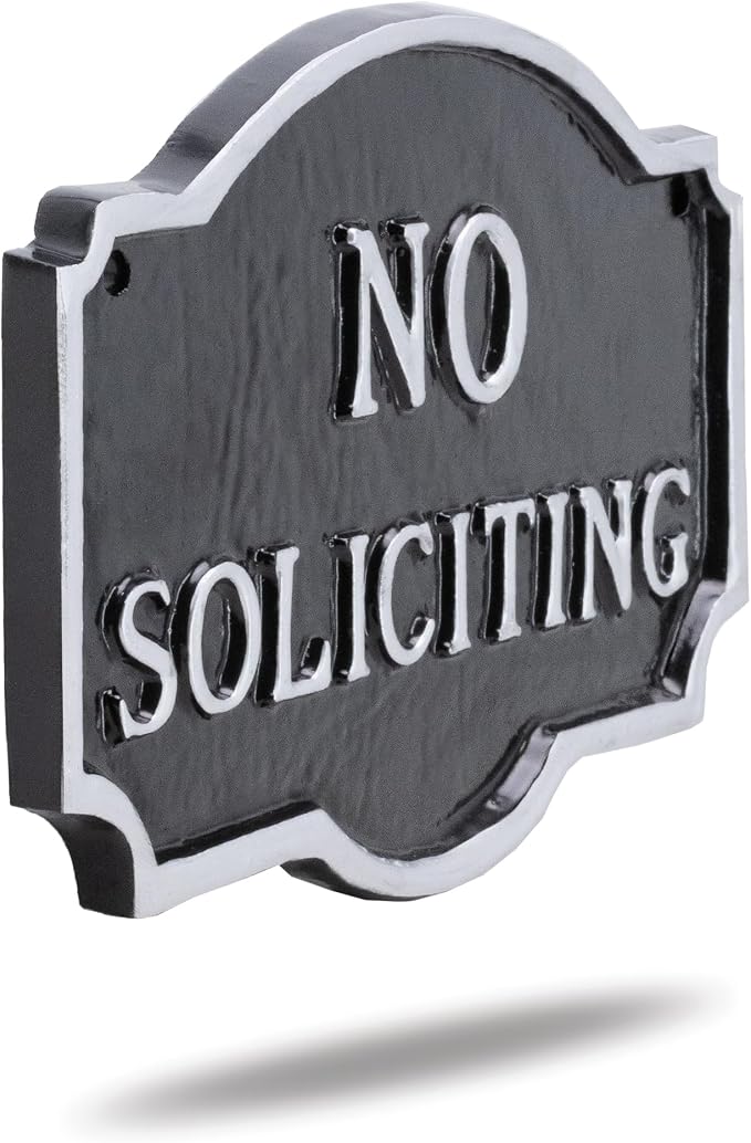 10" x 15" Standard Montague No Soliciting Statement Plaque Sign - Black/Silver