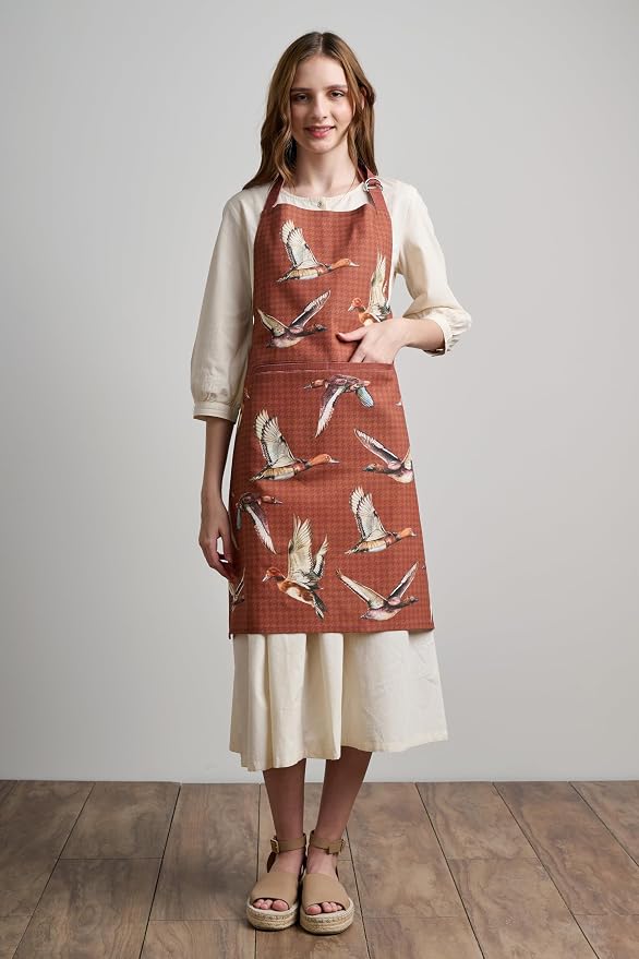 Maison d' Hermine Aprons for women with Pocket 100% Cotton (27.50"x31.50") | Adjustable Neck Strap & long ties Apron Men Chef Wedding Cooking Gardening Server Maid
