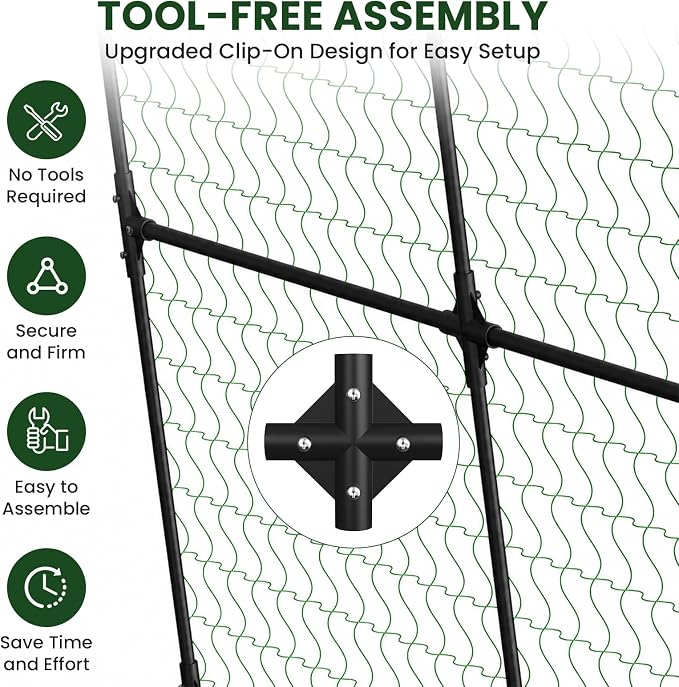 Heavy Duty Garden Arch Trellis for Climbing Plants, 20mm Thick Rustproof Metal Frame, Easy Assembly No Tools, 7.2ft Tall Vine Support with Netting & Gloves for Cucumbers Beans Roses