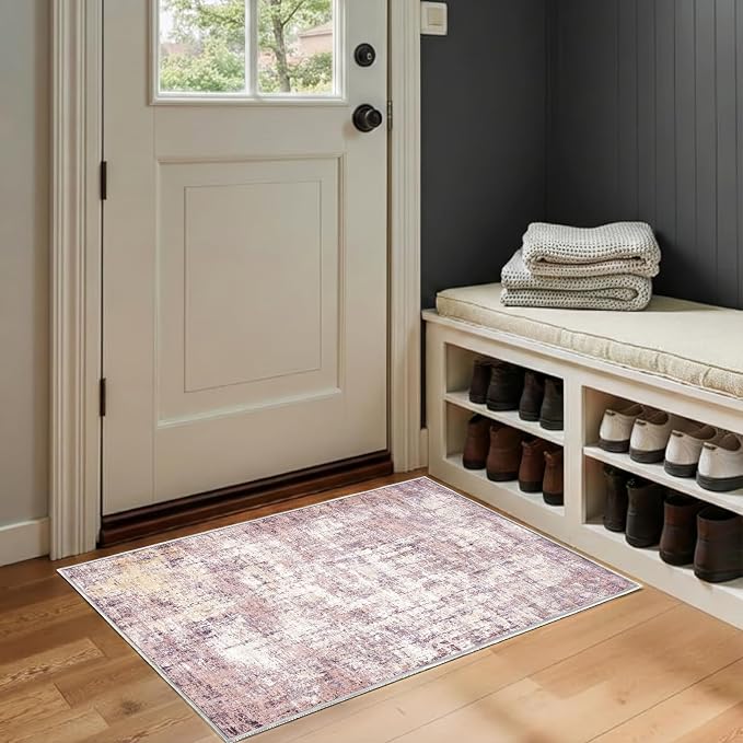 2x3 Area Rug Washable Abstract: Non Slip Throw Rugs for Entryway | Indoor Door Mat for Kitchen Soft Low Pile Thin Small Carpet for Hallway Bedroom Dining Room Home Office Decor