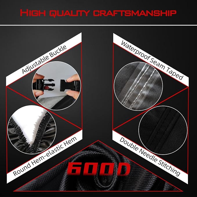 Lawn Mower Cover, Heavy Duty 600D Oxford, Waterproof Outdoor, Weather Resistant, Rip-Proof, Anti-UV, Raing-proof, Sun Block, Heatresistant with 1 Windproof Strap, 1 Storage Bag (Push)