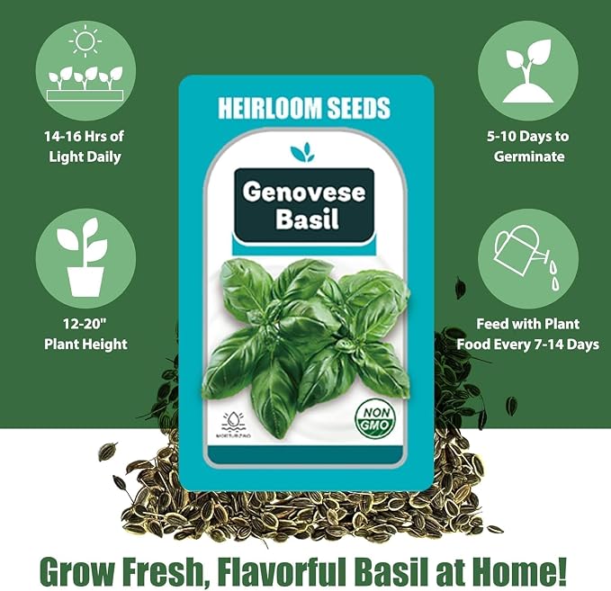 Basil Seed Pods for AeroGarden - 12 Hydroponic Refill Herb Pods with Seeds of Genovese Basil for Most Hydroponic Systems of Ahopegarden, GARDENCUBE, iDOO, and URUQ, Grow Your Own Herb Garden at Home