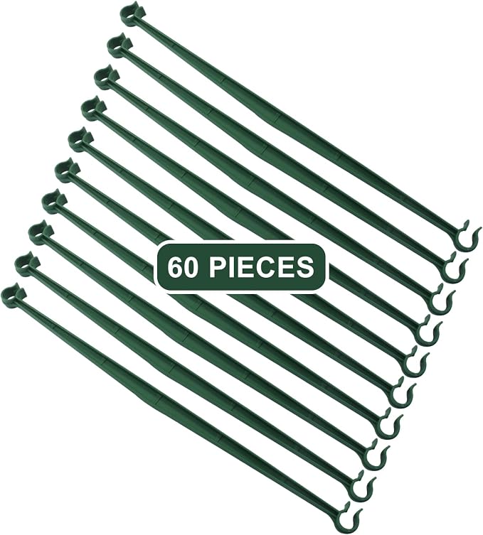 Jiozermi 60 Pcs Stake Arms for Tomato Cage, Plastic Tomato Cage Connectors 11.8" Expandable Trellis Connectors for Tomatoes Stakes Climbing Plants Vegetables Tomato Cage Attach 11mm Diameter