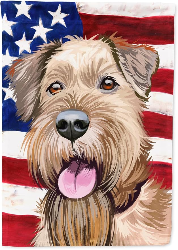 Caroline's Treasures CK6571GF Irish Terrier American Flag Garden Flag Mailbox Flag Decorative Yard Flag Banner Outside Patio Artwork Yard Flower Beds, Garden Size, Multicolor