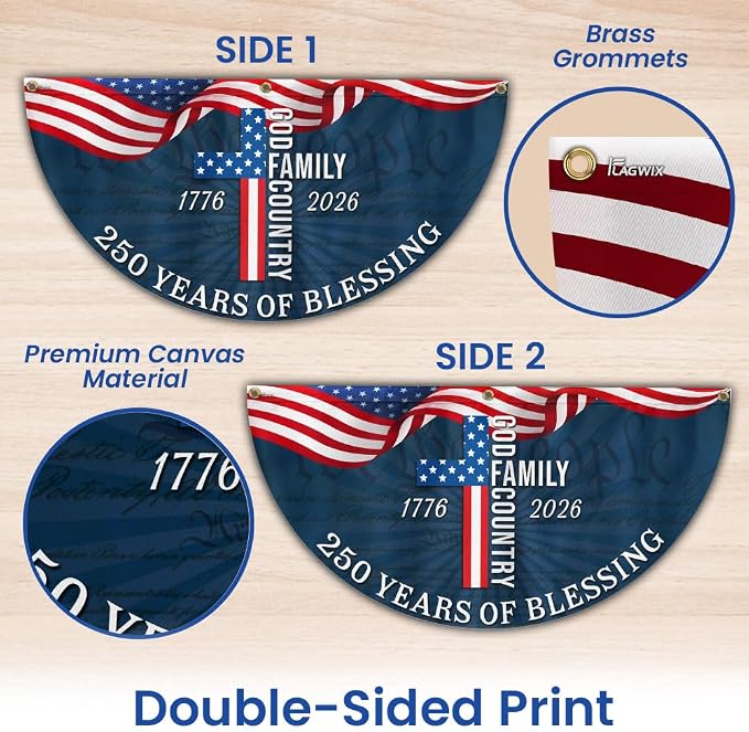 FLAGWIX American 250 Years of Blessing God 1776 2026 Fan Flag - Polyester Double-sided Yard Flags For Outside 3x6 ft - 4th of July Decorations for Home Yard Garden Decor Banner, Gifts For Men Women