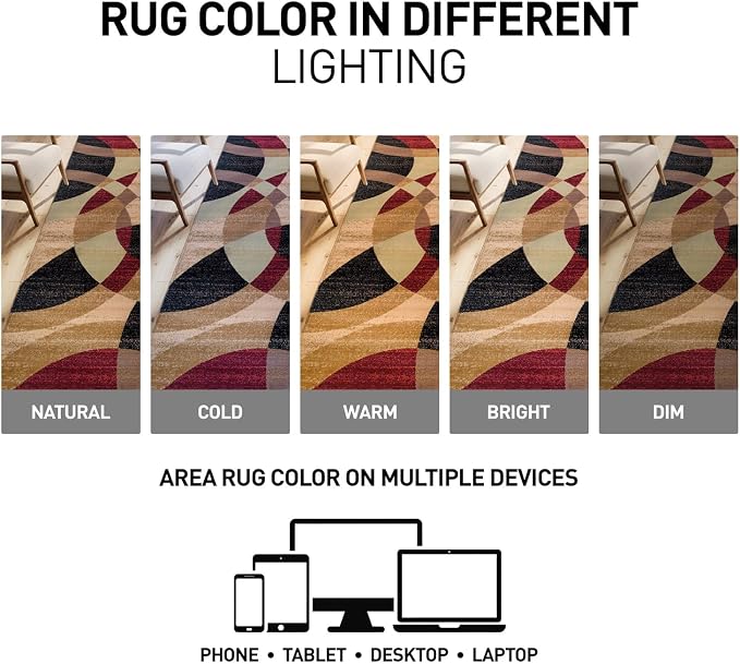 Rugshop Abstract Circles Contemporary High Traffic Area Rug Multi 3'3" x 5' | Rectangular, Size 3'3" x 5', Living Room, Bedroom, Dining Room, Home Office, Kitchen, Entryway, Hallway, Nursery, Kids Room