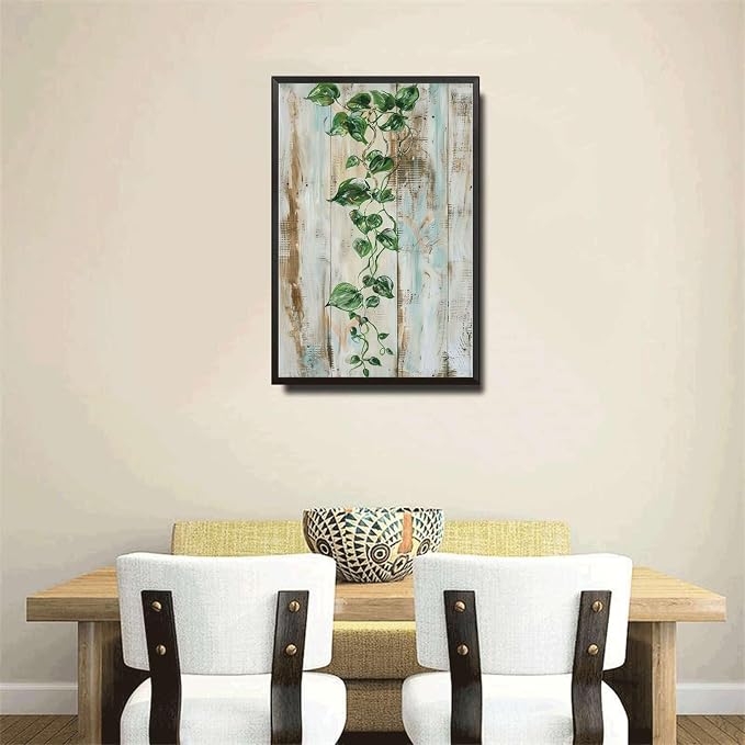Metal Sign Tin Sign Vintage Wall Art Vintage Pothos Vine Tin Sign for Shabby Chic Style Rustic Elegance and Trailing Green Stems Tin Sign Garden Gift for Club 8×12 Inches with Metal Frame