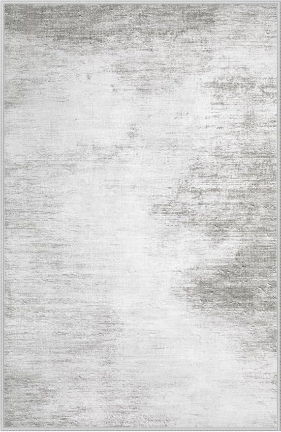 Area Rugs 5x7 Living Room: Washable Rug Modern Abstract Rugs Soft Non Slip Neutral Rug Stain Resistant Indoor Carpet for Bedroom Kitchen Dining Room Nursery Home Office Rugs(Grey,5'x7')