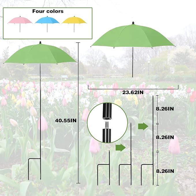 4 Pack Plant Umbrellas for Outdoor Plants,23IN Larger Garden Plant Umbrella Shade with Adjustable Angle,40IN Higher Sun Shade for Plants, Potted Plant, Garden Beds