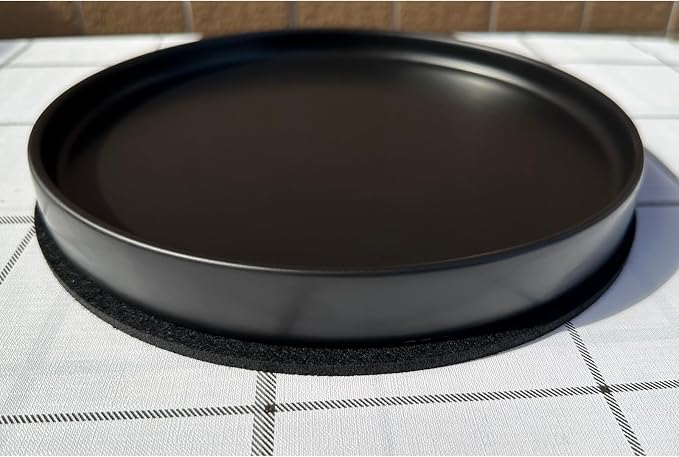 Yukfona Ceramic Plant Saucer Tray 1 Pcs 12 Inch Black, 12.5" OD x11.9 ID x1.6 Deep| Fits Flower pots Bottom≤ 11.9", Heavy Duty Glazed Round Planter Drip with Catch Basin for Indoor Outdoor Plants