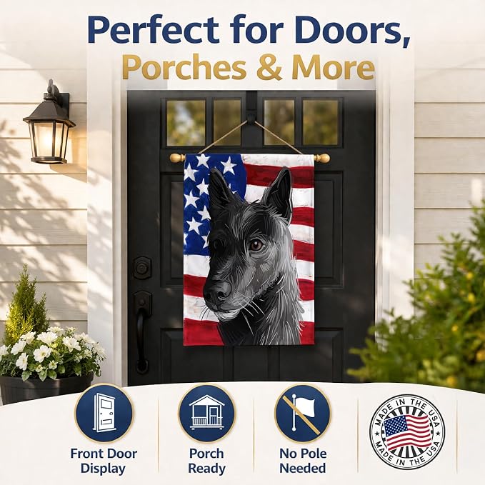 Caroline's Treasures CK6701CHF Seskar Seal Dog American Flag House Flag Large Porch Sleeve Pole Decorative Outside Yard Banner Artwork Wall Hanging, Polyester, House Size, Multicolor