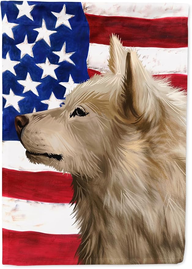 Caroline's Treasures CK6550GF Greenland Dog American Flag Garden Flag Mailbox Flag Decorative Yard Flag Banner Outside Patio Artwork Yard Flower Beds, Garden Size, Multicolor