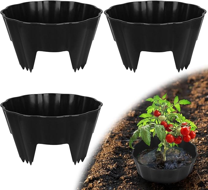 3 Pack of 12 Inch Planting Grow Rings, Planting Protective Round Garden Edging, Keeping Plants Separated, Weed Control and Directing Water to the Roots (12 Inch - 3 Pack - Black)