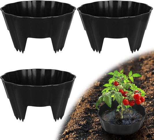 3 Pack of 12 Inch Planting Grow Rings, Planting Protective Round Garden Edging, Keeping Plants Separated, Weed Control and Directing Water to the Roots (12 Inch - 3 Pack - Black)