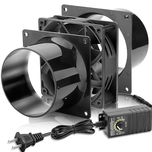 120mm x 38mm 4 Inch Duct Booster Small 12V Exhaust Fan | AC Variable Controller for DIY Paint/Dryer/Smoker/Growtent/3D Laser/Solder Fume Extractor