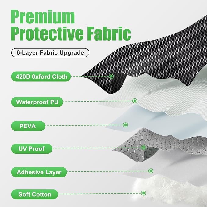 Riding Lawn Mower Cover Heavy Duty Waterproof for Outdoor, 72"x54"x46" | Fits John Deere, Craftsman, Husqvarna, EGO, Greenworks, 420D with Cotton Lining, Windproof Elastic Hem and Buckles