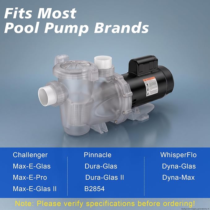 1.5 HP Single Speed Pool Pump Replacement Motor, Compatible with A.O. Smith Century B2854 B854, 115/230V, 3450 RPM, 56Y Square Flange, ODP, 1.3 Service Factor