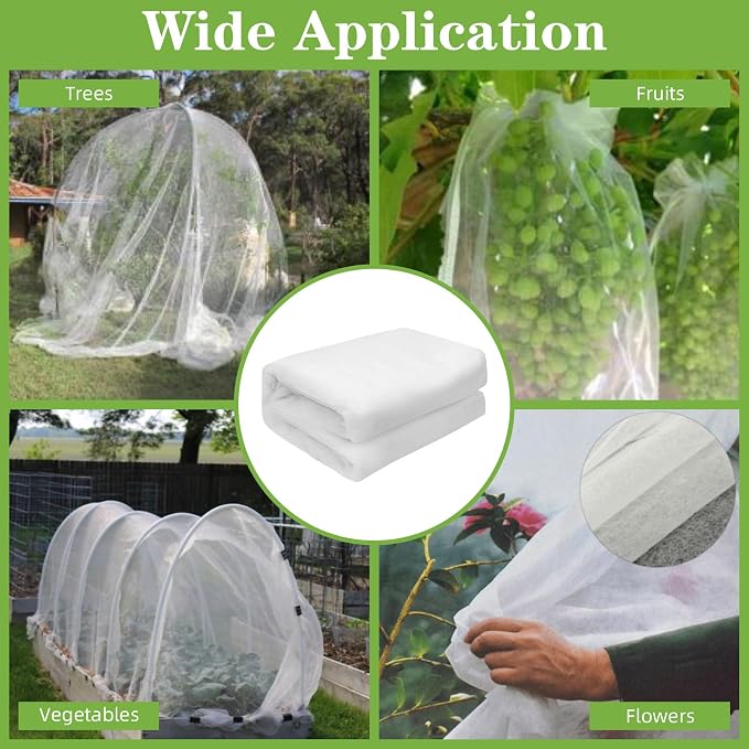10 x 100FT Garden Mesh Netting, Ultra Fine Mesh Protection Netting Plant Covers Greenhouse Row Cover Raised Bed Screen Barrier Net for Vegetable Fruits Flowers Trees Crops, White