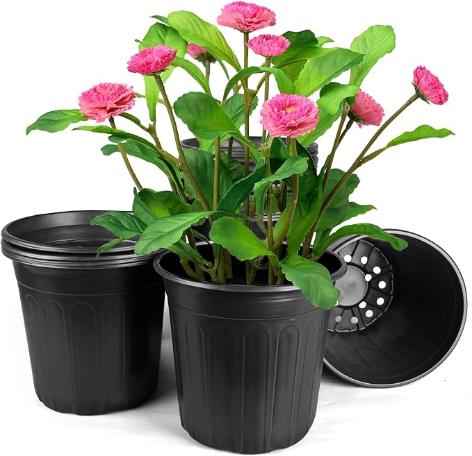 7 Gallon Pots for Plants, 12.8 Inch Nursery Pots with Drainage Holes, 7 Gallon Plastic Plant Pots for Cuttings, Seeding, Succulents, Transplanting