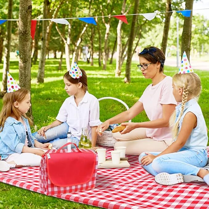 LRUUIDDE Oversize Picnic Beach Blanket, 80''x80'' Outdoor Waterproof Foldable Sandproof Blankets Plaid Picnic Mat for Beach Camping on Grass Picnic Blankets (RED, 80x80in)