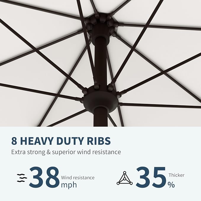 PatioKingdom 11FT Patio Umbrella,Outdoor Umbrella with Push Button Tilt and Crank,Market Table Umbrella with 8 Sturdy Fiberglass Ribs UV Protection