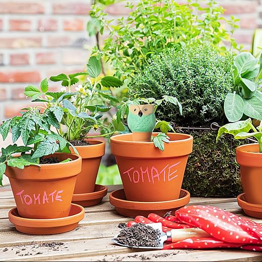 4 Pack Terracotta Watering Spikes, Vacation Self-Watering Planters Devices - Continuous Moisture with Slow Release Watering System - Perfect for Indoor Outdoor Plants (Owl Shape)