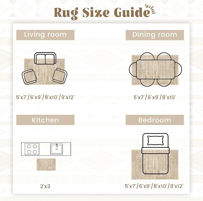 6x9 Area Rugs for Living Room: Washable Moroccan Geometric Boho Rug Farmhouse Non Slip Stain Resistant Large Rug Low Pile Soft Carpet for Bedroom Dining Room Home Office Kids Room (Light Brown,6'x9')