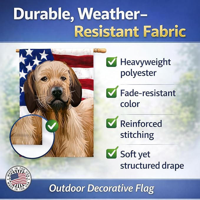 Caroline's Treasures CK6728CHF Styrian Coarse-haired Hound American Flag House Flag Large Porch Sleeve Pole Decorative Outside Yard Banner Artwork Wall Hanging, Polyester, House Size, Multicolor