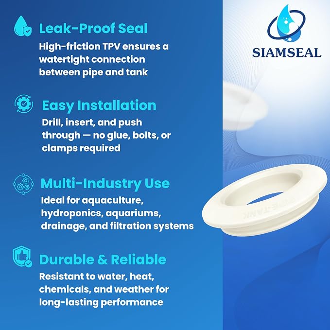 2 inch Hydroseal flexible tank adapter TPV Bulkhead Fitting Tank Wall Connector for IBC Tote/Drum, Aquaculture & Hydroponic Tanks, Water Filtration, Irrigation & Drainage water tank adapter