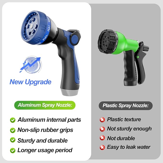SPECILITE 150ft 304 Stainless Steel Garden Hose Metal, Heavy Duty Water Pipe with Nozzles for Yard, Outdoor - Flexible, Never Kink & Tangle, Puncture Resistant (Sliver)