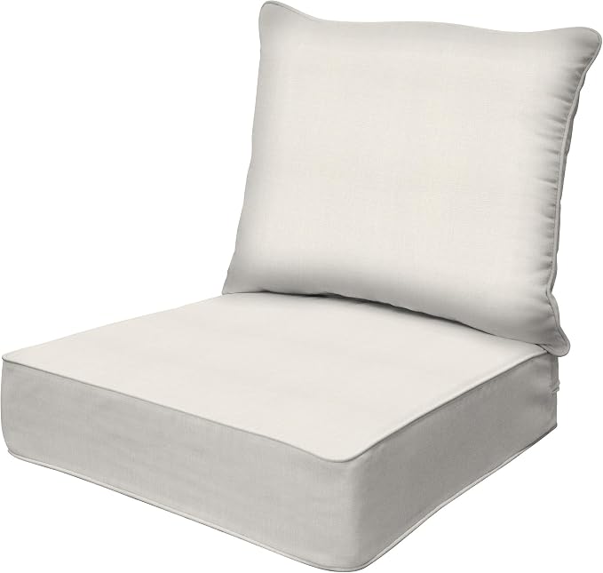 Honeycomb Outdoor Heritage Deep Seat, 23 x 25, Textured Solid Bone Chair Cushion with Removable Cover, for Patio Furniture