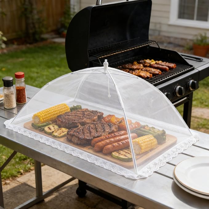 4 Pack Extra Large Mesh Food Covers for Outside (2pcs*40 x 24 in & 2pcs*32 x 24 in) Collapsible and Reusable Food Tents Food Net for Outdoors Picnic, BBQ, Camping, Party Supplies