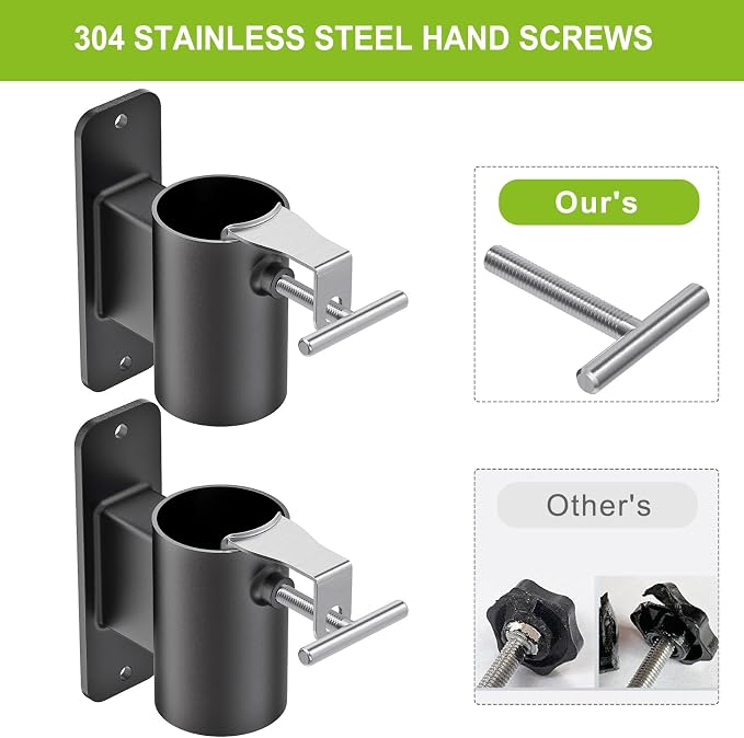 Heavy Duty Deck Railing Umbrella Holder, Patio Umbrella Stand for 1-2 Inch Poles, Space-Saving Design, Secure & Sturdy Flat Mount for Deck Railing, Balcony, Outdoor Courtyard, Fences, 2 Set