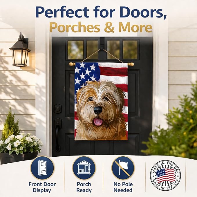 Caroline's Treasures CK6627CHF Norfolk Terrier Dog American Flag House Flag Large Porch Sleeve Pole Decorative Outside Yard Banner Artwork Wall Hanging, Polyester, House Size, Multicolor