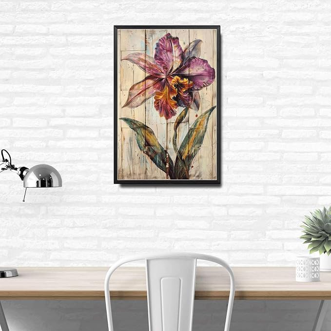 Metal Sign Tin Sign Vintage Wall Art Antique Exotica Orchid Tin Sign for Shabby Chic Interiors Rustic Elegance and Corrosion Resistant Tin Sign for Restaurant 6×8 Inches with Metal Frame
