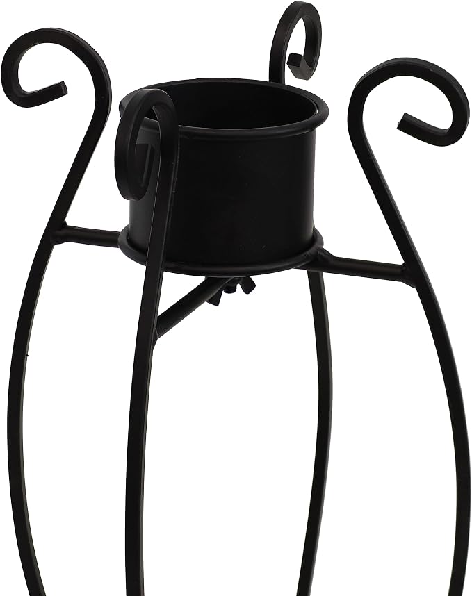 Sunnydaze Graceful Curved Outdoor Gazing Globe Stand, 18.5-Inch Tall | Black Metal Garden Globe Stand for 8-12-Inch Gazing Balls, Patio, Deck, Sunroom, or Backyard Decoration Accessory