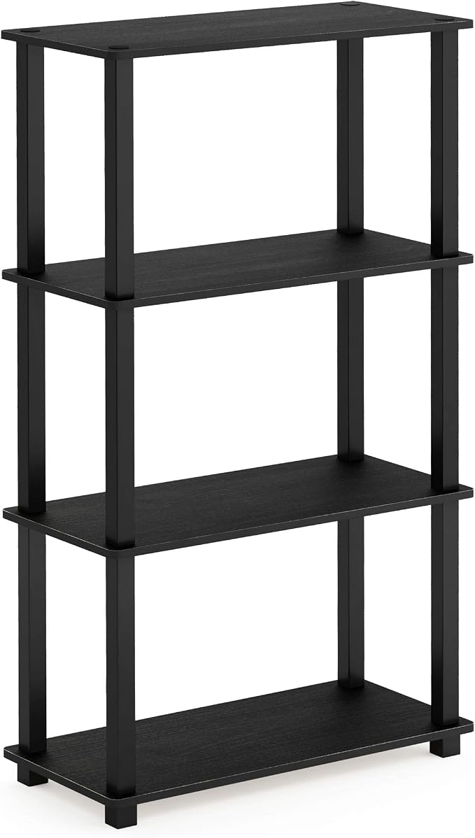 Furinno Turn-S-Tube 4-Tier Storage Shelves Bookshelf, Americano