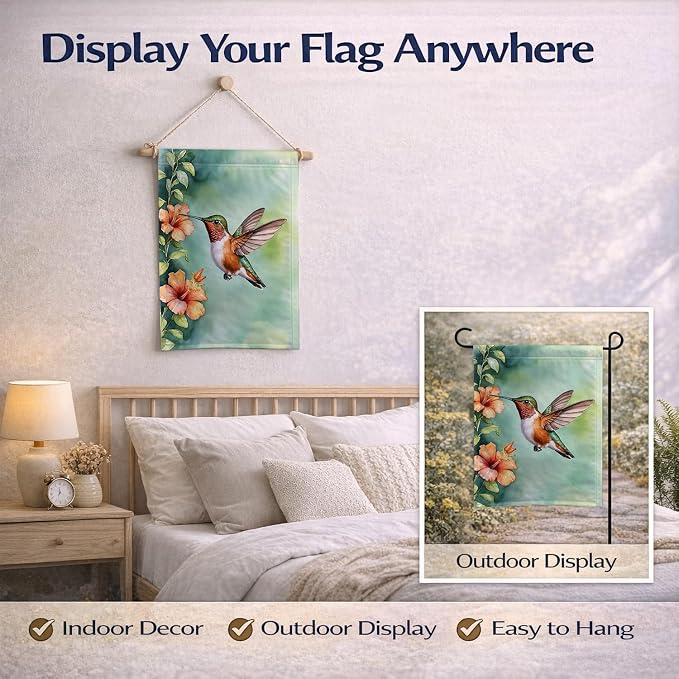 Caroline's Treasures Rufous Hummingbird Garden Flag Mailbox Flag Decorative Yard Flag Banner Outside Patio Artwork Yard Flower Beds, Garden Size, Multicolor