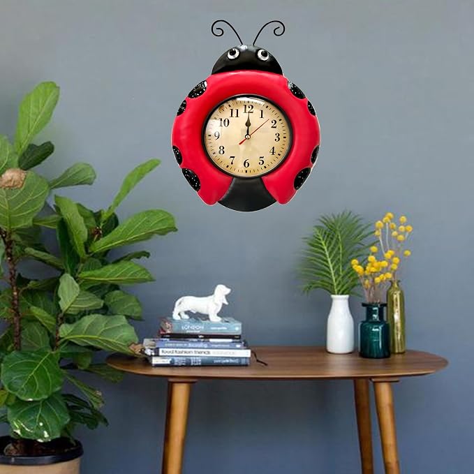 TXYS Wall Clock for Home Ladybug Decor Art Decorations Great for Office/Outside Clock (Ladybug Clocks)
