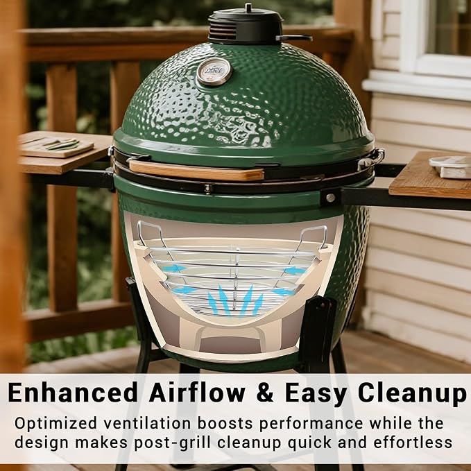Charcoal Ash Basket with Handles, Stainless Steel Fits Big Green Egg Large, Kamado Joe Classic & Joe Junior – Heavy Duty Charcoal Holder for 14" Grills