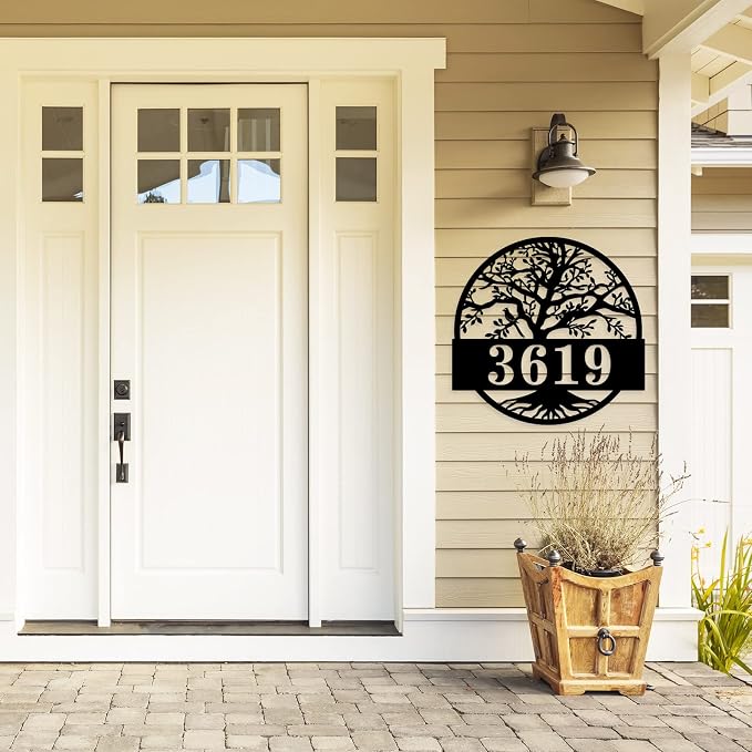 Personalized Metal House Sign,Custom Modern Metal House Sign,Metal Address Signs for Outside,Personalized Address Sign, Address Numbers for Houses, Metal Address Plaques for House Numbers