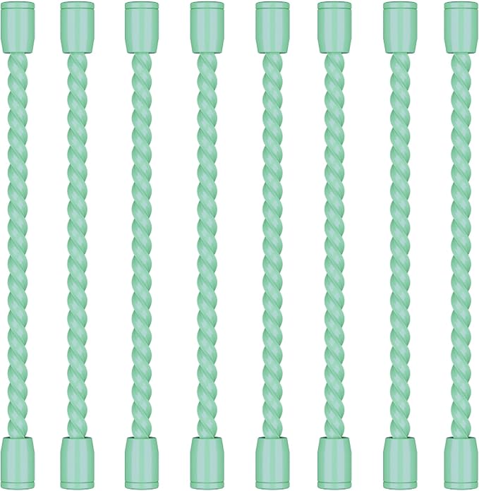 8PCS 4-Inch Silicone Cable Ties, Bendable Rubber Twist Ties, Reusable Twist Ties for Cords, gear ties for Organizing, Bundling (Mint Green)