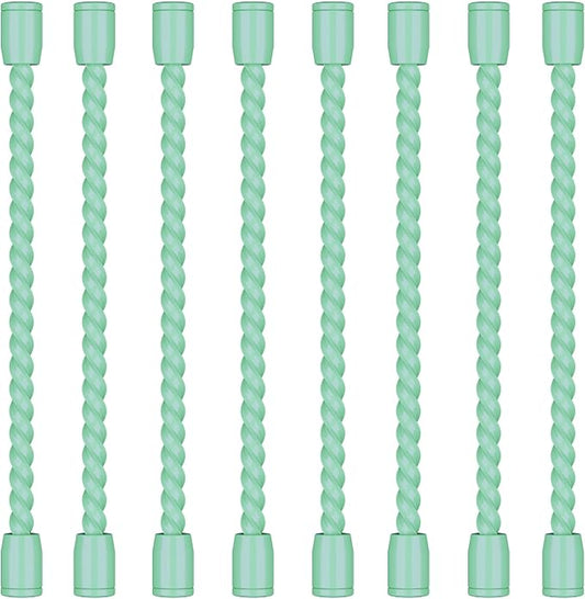 8PCS 4-Inch Silicone Cable Ties, Bendable Rubber Twist Ties, Reusable Twist Ties for Cords, gear ties for Organizing, Bundling (Mint Green)