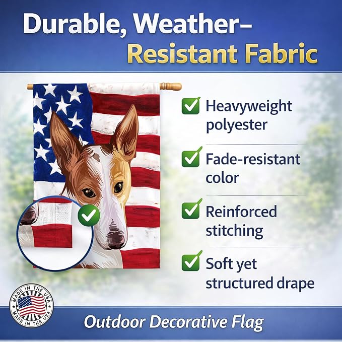 Caroline's Treasures CK6610CHF Majorca Ratter American Flag House Flag Large Porch Sleeve Pole Decorative Outside Yard Banner Artwork Wall Hanging, Polyester, House Size, Multicolor